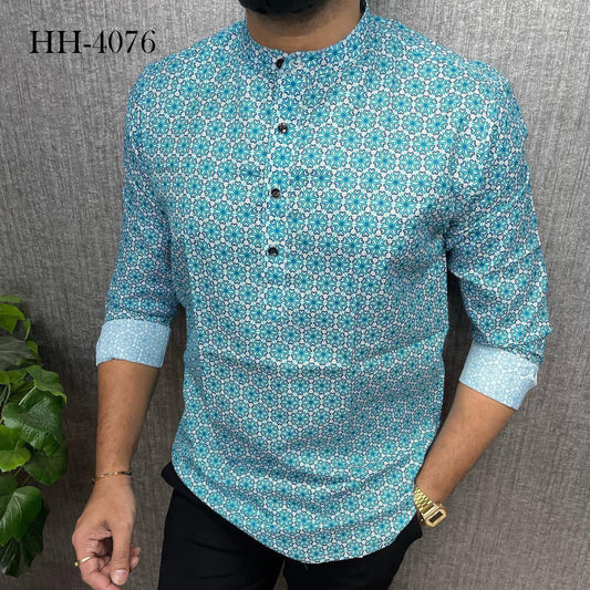 Men's Premium Cotton Printed short kurta