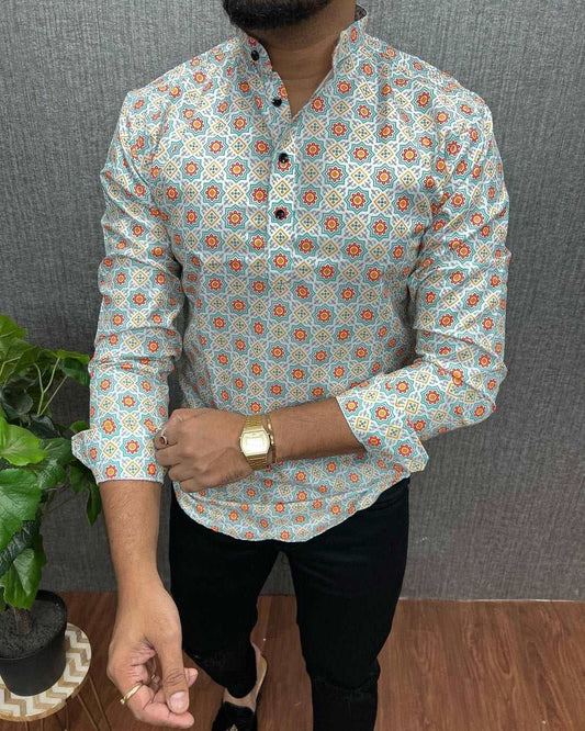 Men's Printed short kurta